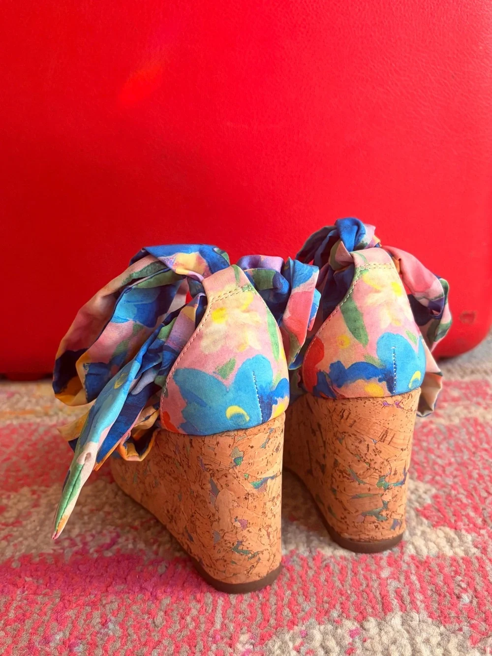 IMPO Omyra Lace Up Wedge Sandals - Women’s 6 - Multicolor Floral